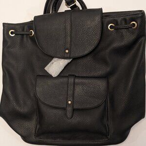 Black Leather Backpack Purse Large